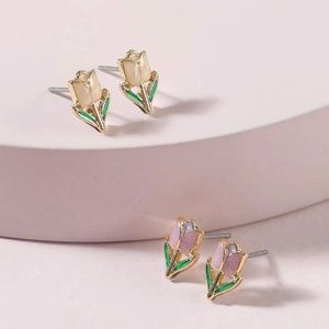 2 pairs flower earrings